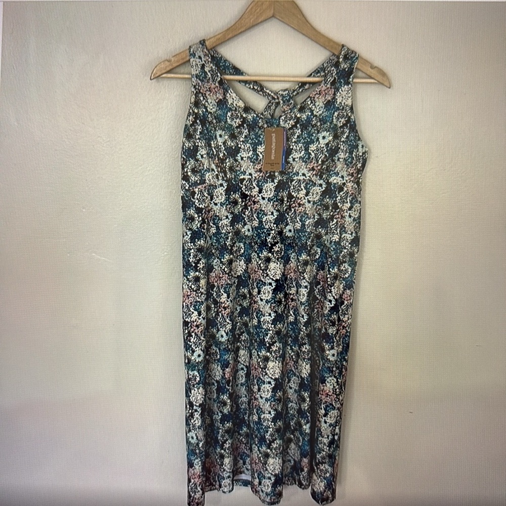 Patagonia Magnolia Spring Floral Sleeveless Dress - Navy Blue and Pink